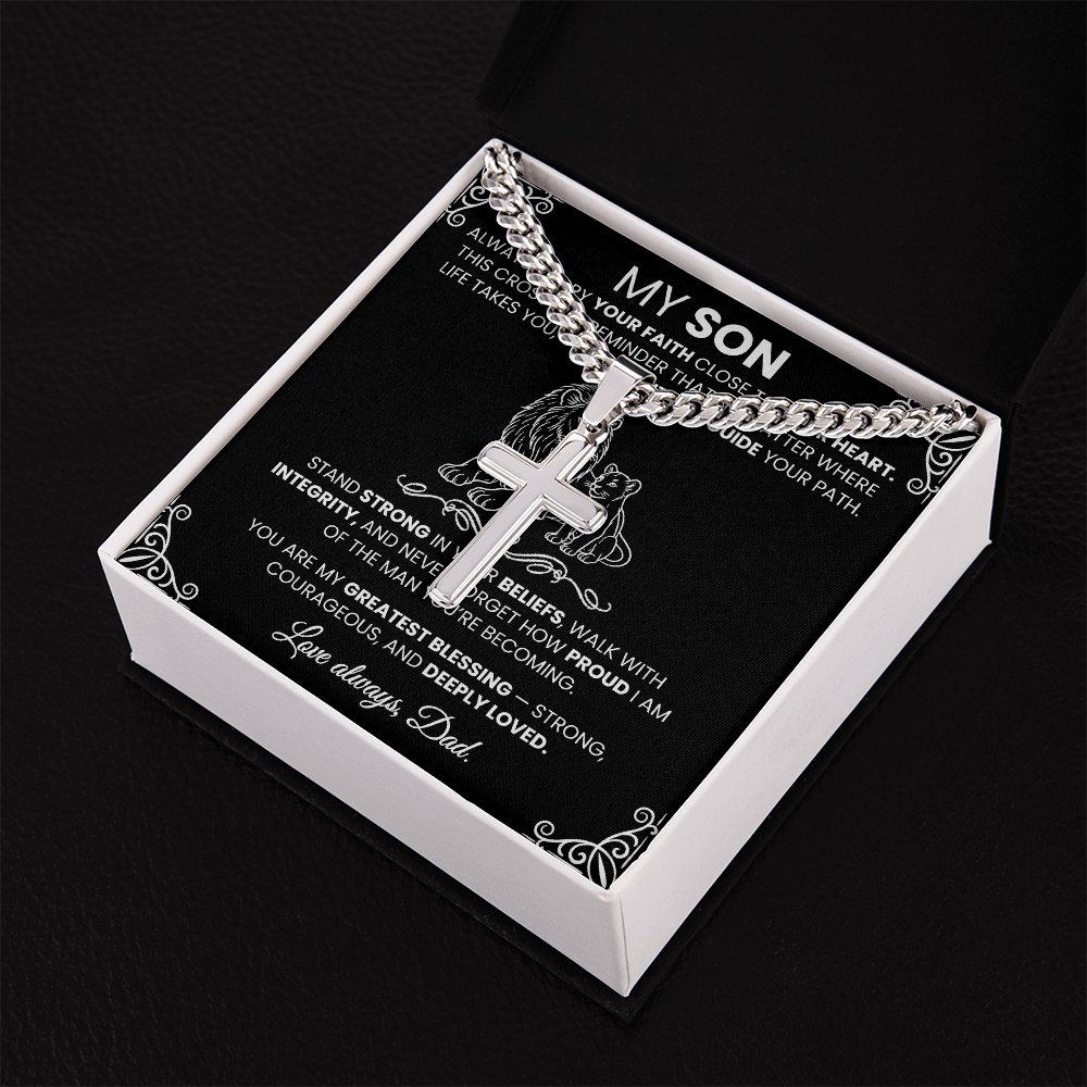 Men's Silver Cross Cuban Chain Necklace – Symbol of Strength & Faith - TheBestGiftPlace