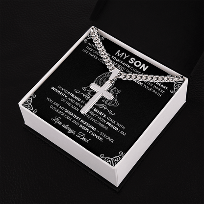 Men's Silver Cross Cuban Chain Necklace – Symbol of Strength & Faith - TheBestGiftPlace