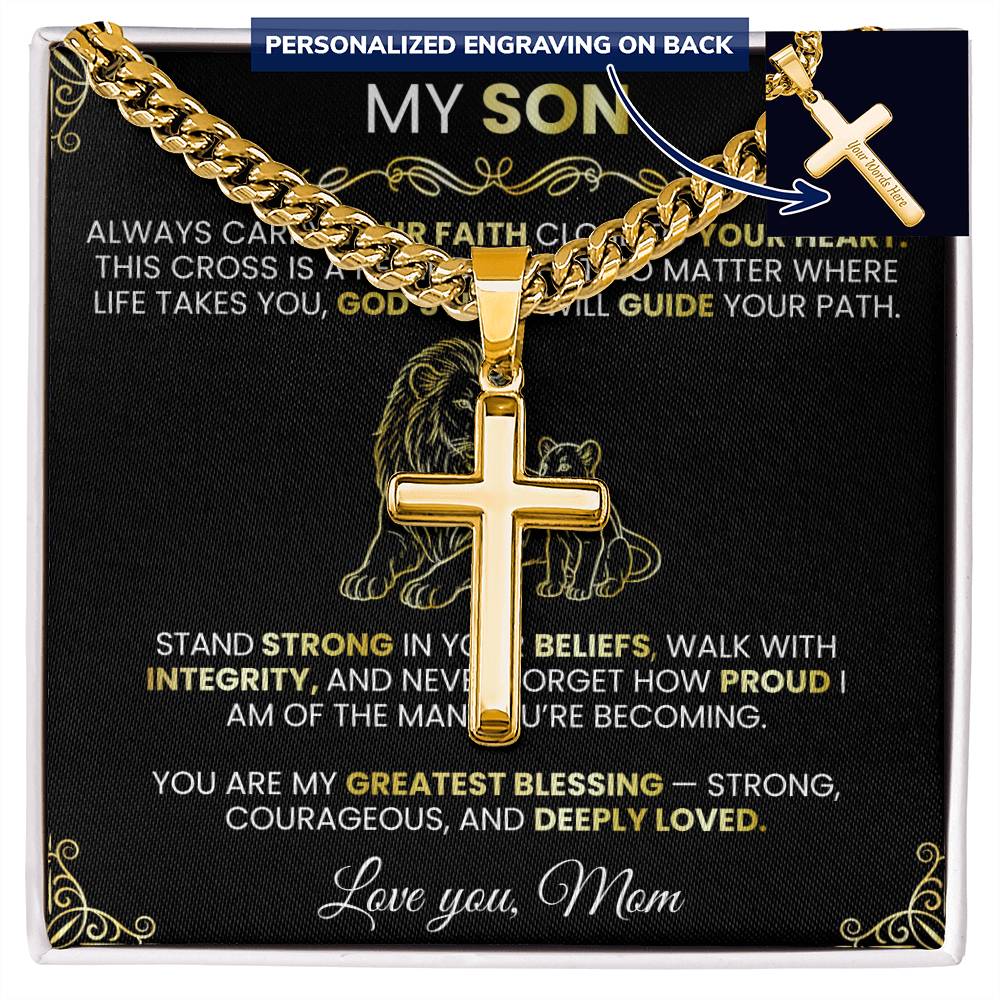 Personalized Cross with Cuban Link Chain 1 - TheBestGiftPlace