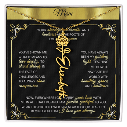 Personalized Gold Birth Flower Name Necklace 🌸 Custom Mom & Grandma Gift | Handmade Floral Pendant Jewelry - TheBestGiftPlace