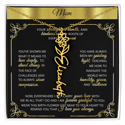 Personalized Gold Birth Flower Name Necklace 🌸 Custom Mom & Grandma Gift | Handmade Floral Pendant Jewelry - TheBestGiftPlace