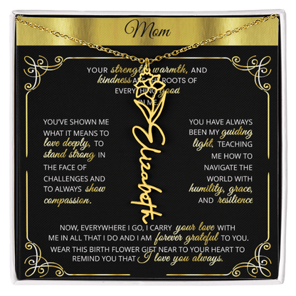 Personalized Gold Birth Flower Name Necklace 🌸 Custom Mom & Grandma Gift | Handmade Floral Pendant Jewelry - TheBestGiftPlace