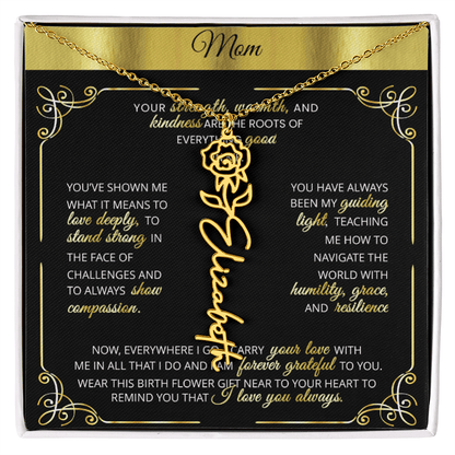 Personalized Gold Birth Flower Name Necklace 🌸 Custom Mom & Grandma Gift | Handmade Floral Pendant Jewelry - TheBestGiftPlace