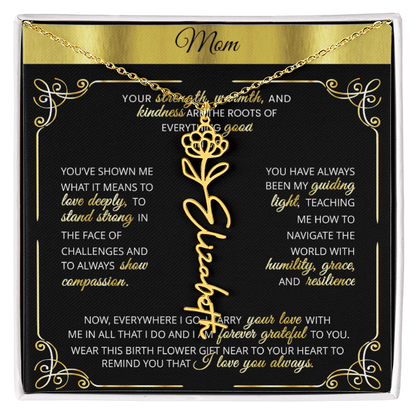 Personalized Gold Birth Flower Name Necklace 🌸 Custom Mom & Grandma Gift | Handmade Floral Pendant Jewelry - TheBestGiftPlace