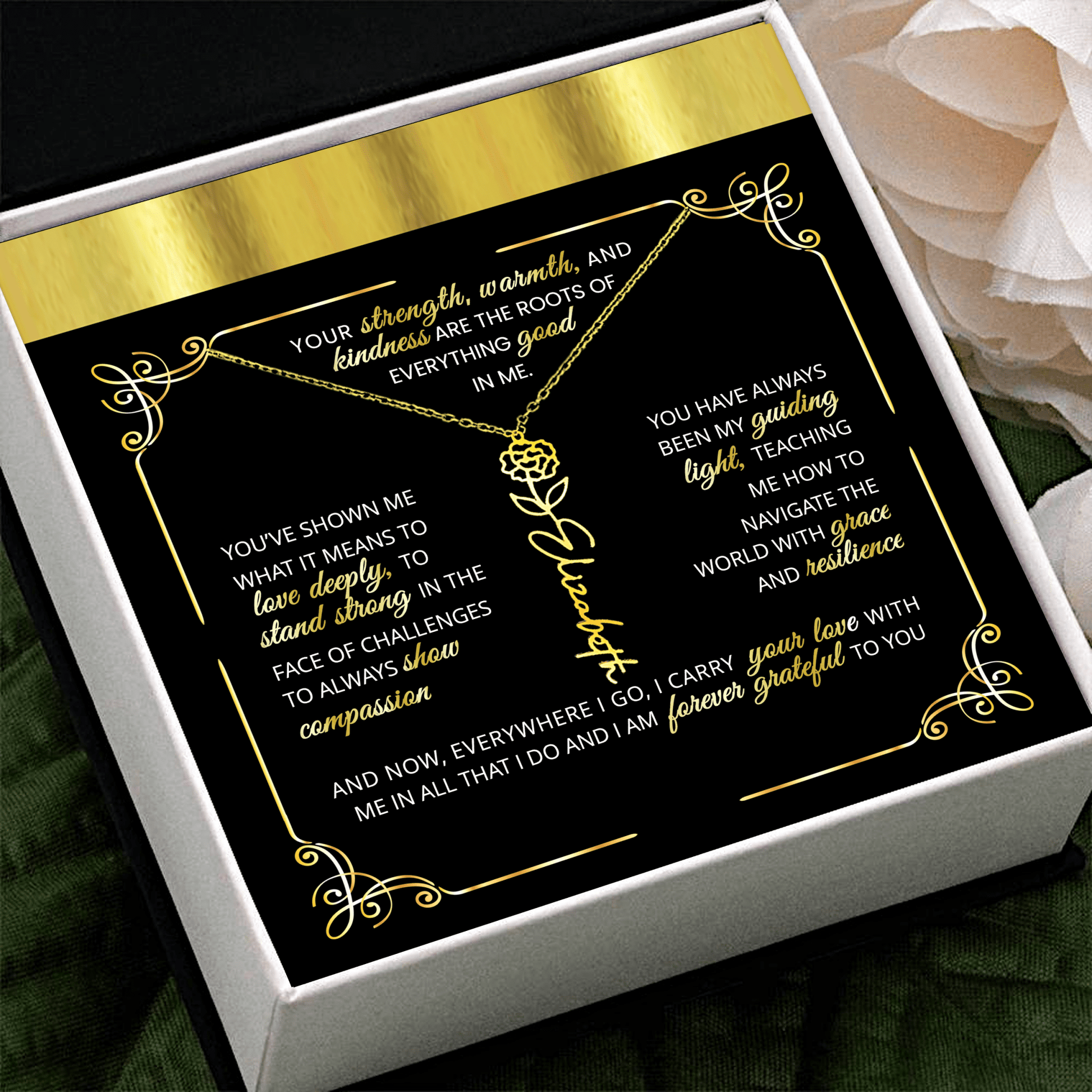 Personalized Gold Birth Flower Name Necklace 🌸 Custom Mom & Grandma Gift | Handmade Floral Pendant Jewelry - TheBestGiftPlace