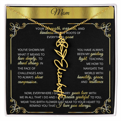 Personalized Gold Birth Flower Name Necklace 🌸 Custom Mom & Grandma Gift | Handmade Floral Pendant Jewelry - TheBestGiftPlace