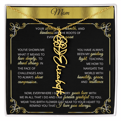 Personalized Gold Birth Flower Name Necklace 🌸 Custom Mom & Grandma Gift | Handmade Floral Pendant Jewelry - TheBestGiftPlace