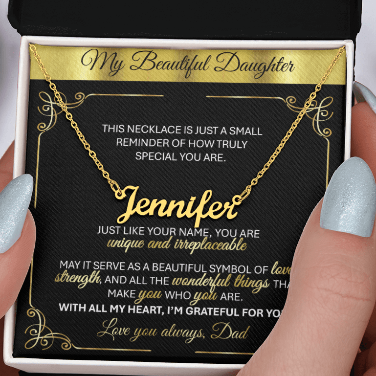 Personalized Gold Name Necklace Gift 🎁 - With Message Card from Dad - TheBestGiftPlace