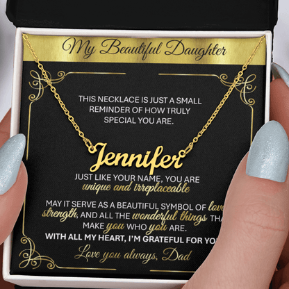 Personalized Gold Name Necklace Gift 🎁 - With Message Card from Dad - TheBestGiftPlace