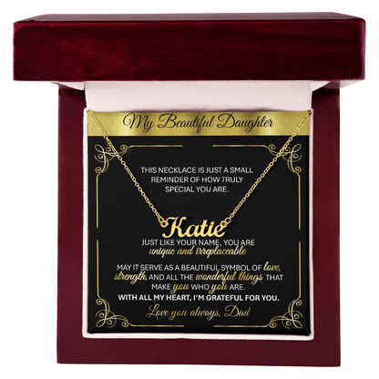 Personalized Gold Name Necklace Gift 🎁 - With Message Card from Dad - TheBestGiftPlace