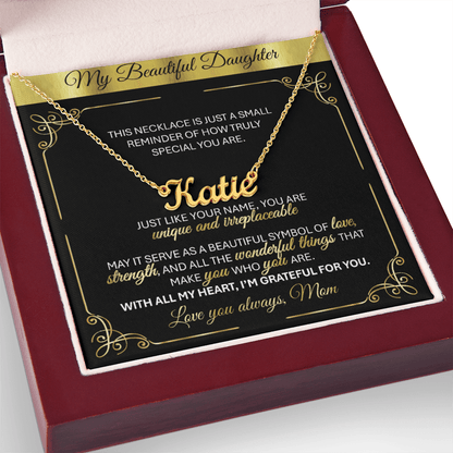 Personalized Gold Name Necklace Gift 🎁 - With Message Card from Mom - TheBestGiftPlace