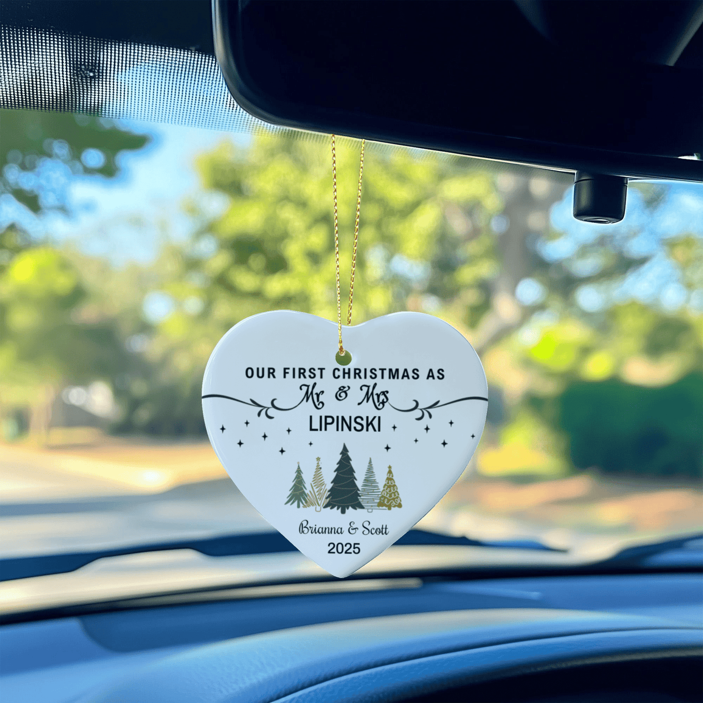 Personalized "Our First Christmas as Mr & Mrs" Heart Ornament – Custom Couple Name & Year - TheBestGiftPlace