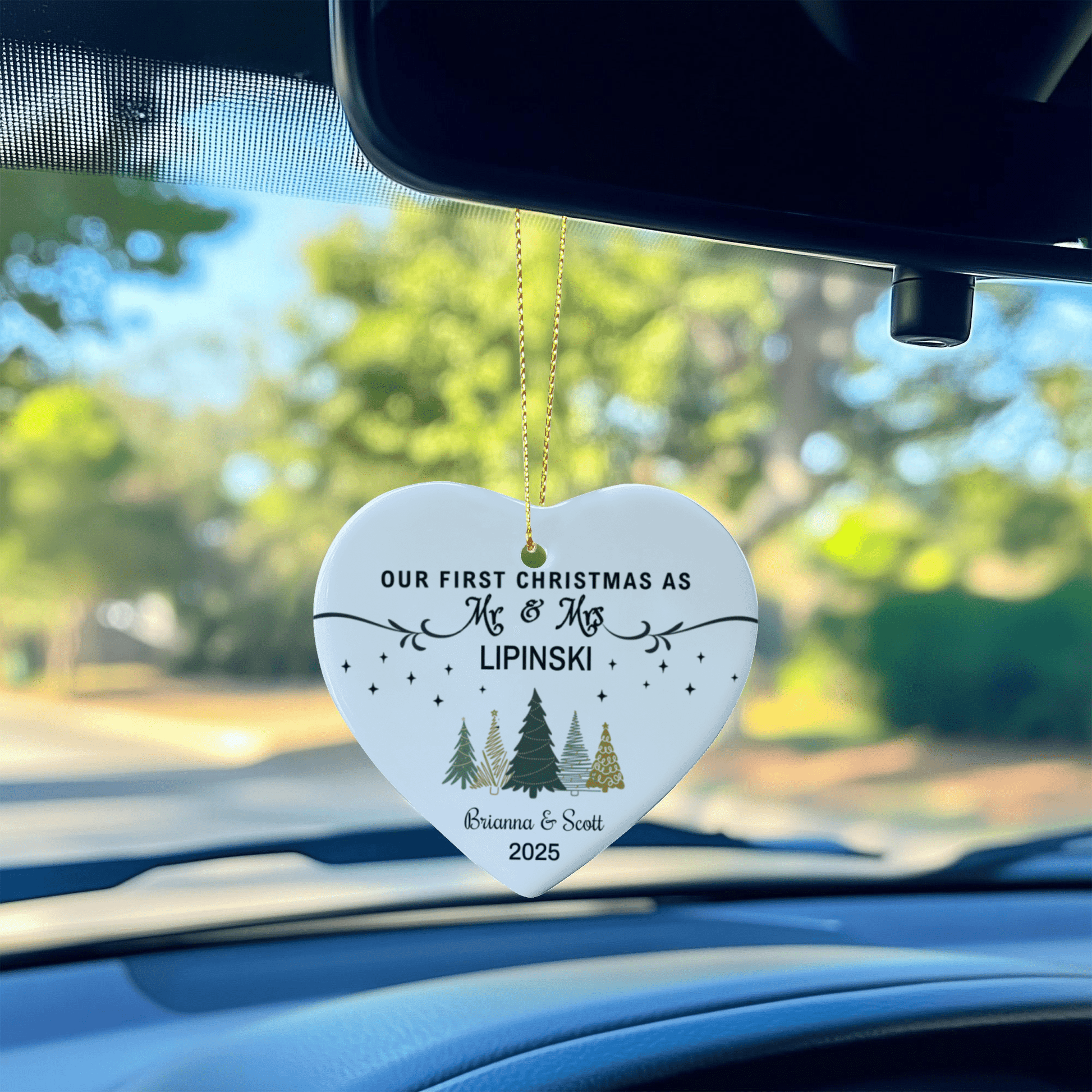 Personalized "Our First Christmas as Mr & Mrs" Heart Ornament – Custom Couple Name & Year - TheBestGiftPlace