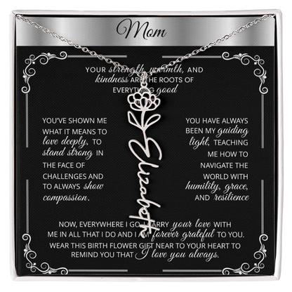 Personalized Silver Birth Flower Name Necklace 🌸 Custom Mom & Grandma Gift | Handmade Floral Pendant Jewelry - TheBestGiftPlace