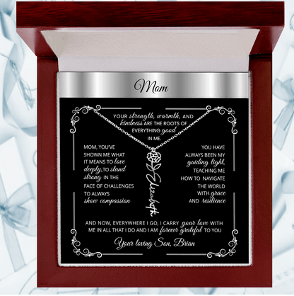 Personalized Silver Birth Flower Name Necklace 🌸 Custom Mom & Grandma Gift | Handmade Floral Pendant Jewelry - TheBestGiftPlace