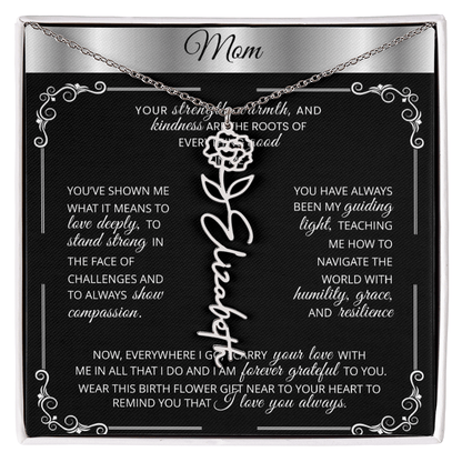 Personalized Silver Birth Flower Name Necklace 🌸 Custom Mom & Grandma Gift | Handmade Floral Pendant Jewelry - TheBestGiftPlace