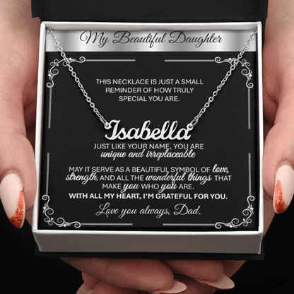 Personalized Silver Name Necklace Gift 🎁 - With Message Card from Dad - TheBestGiftPlace