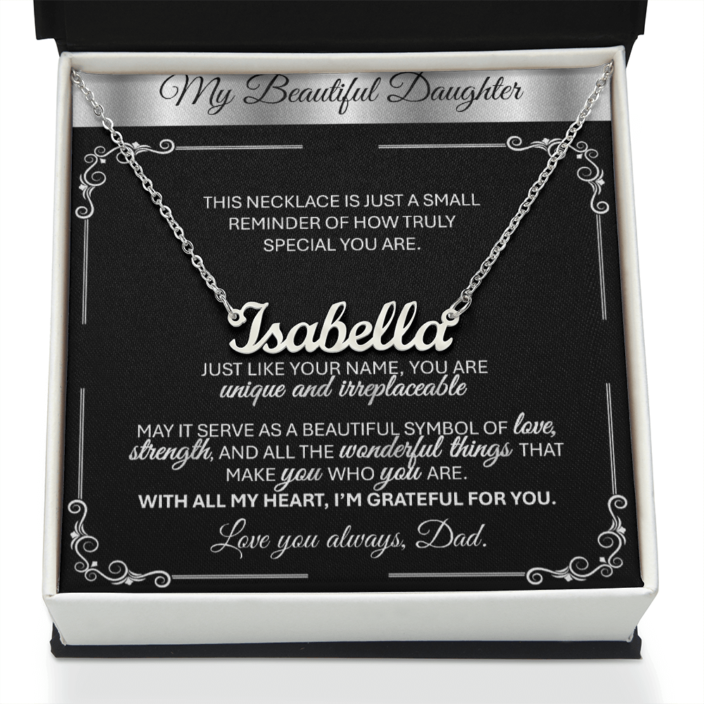 Personalized Silver Name Necklace Gift 🎁 - With Message Card from Dad - TheBestGiftPlace