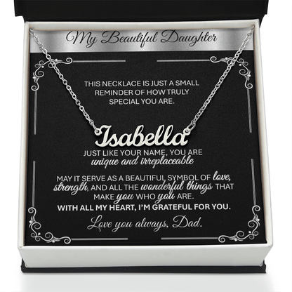 Personalized Silver Name Necklace Gift 🎁 - With Message Card from Dad - TheBestGiftPlace