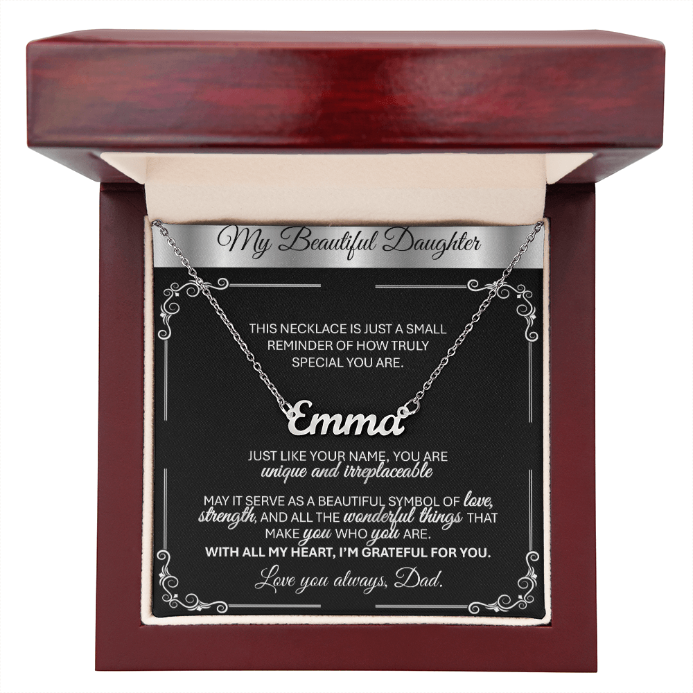 Personalized Silver Name Necklace Gift 🎁 - With Message Card from Dad - TheBestGiftPlace