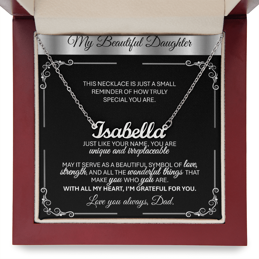 Personalized Silver Name Necklace Gift 🎁 - With Message Card from Dad - TheBestGiftPlace