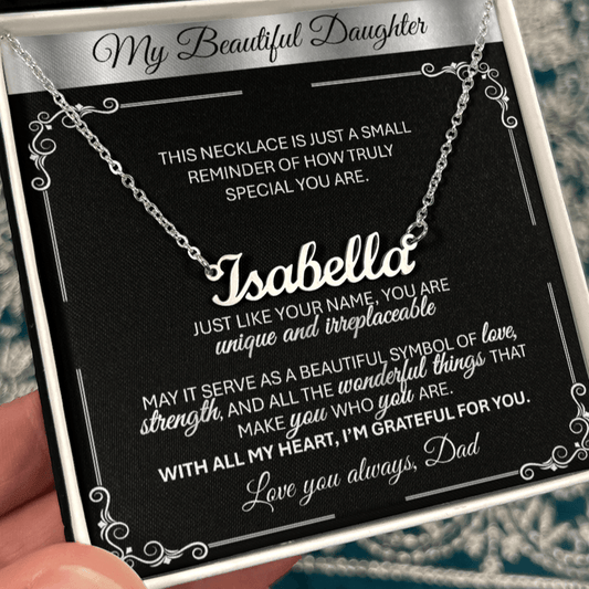 Personalized Silver Name Necklace Gift 🎁 - With Message Card from Mom - TheBestGiftPlace