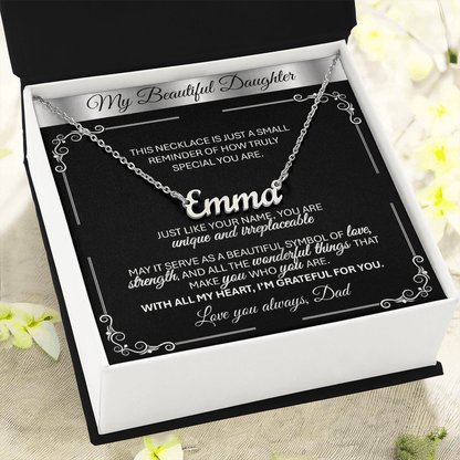 Personalized Silver Name Necklace Gift 🎁 - With Message Card from Mom - TheBestGiftPlace