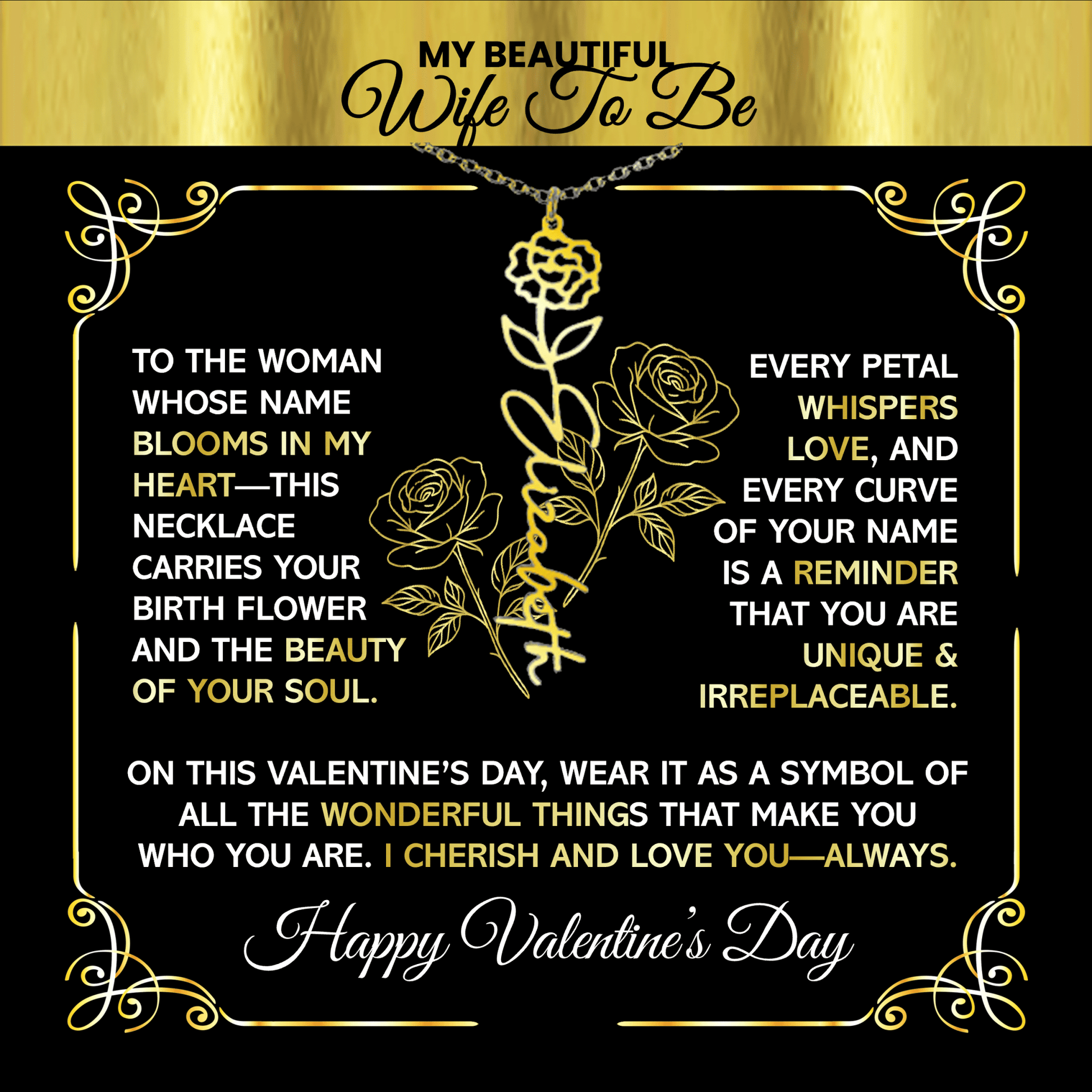 Say "Happy Valentine's Day" with Her Birth Month Flower and Name - TheBestGiftPlace