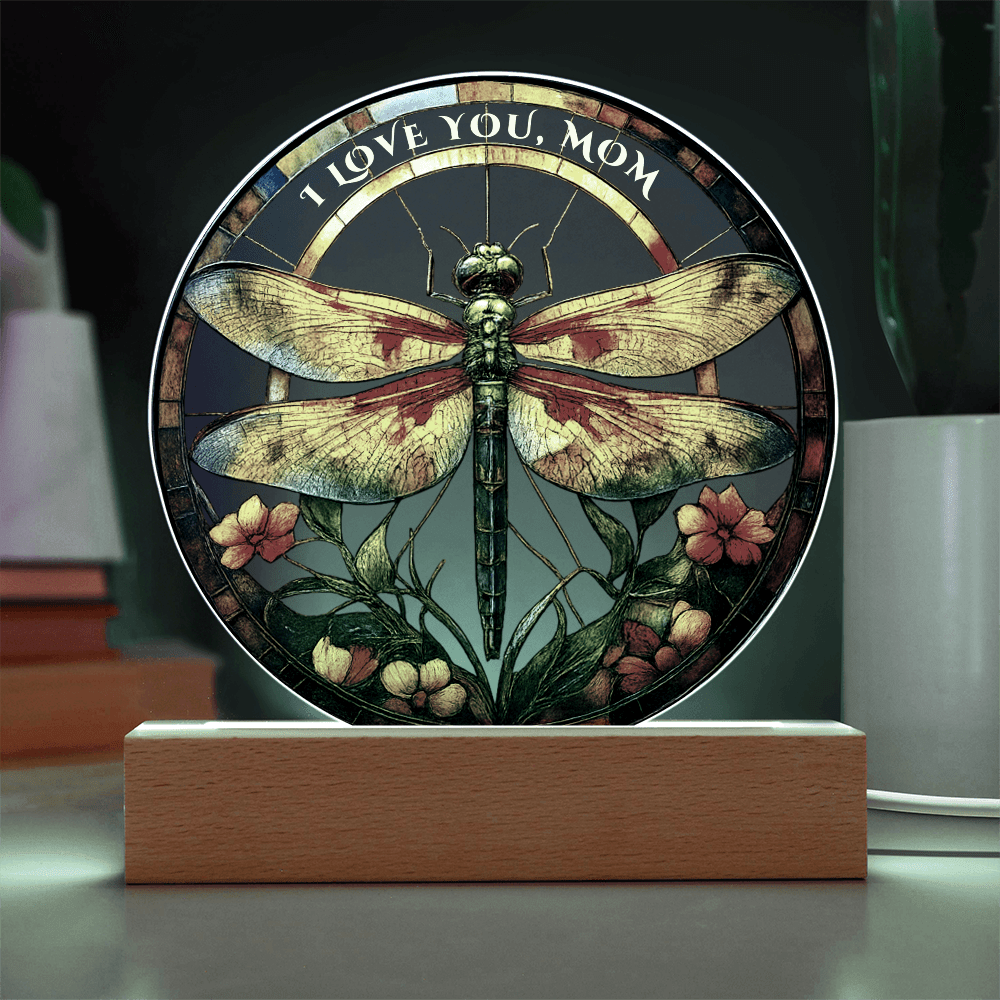 Stained Glass Dragonfly Acrylic Plaque – Elegant Gift for Mom - TheBestGiftPlace