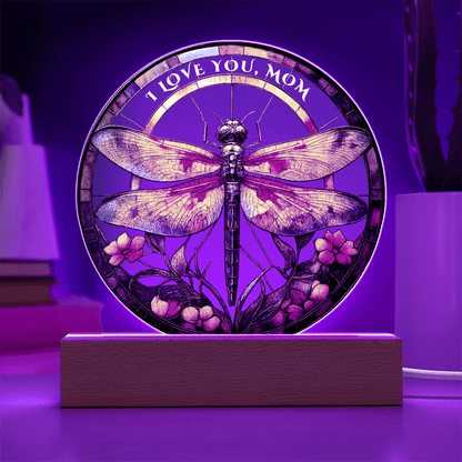 Stained Glass Dragonfly Acrylic Plaque – Elegant Gift for Mom - TheBestGiftPlace