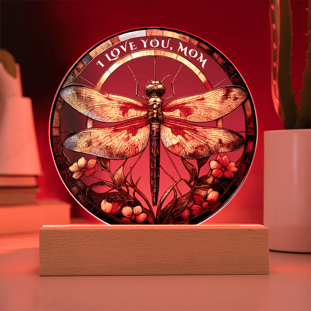 Stained Glass Dragonfly Acrylic Plaque – Elegant Gift for Mom - TheBestGiftPlace