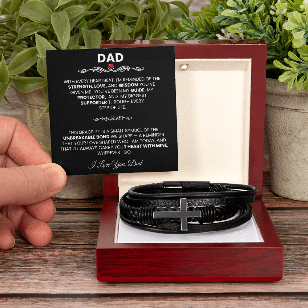 Stylish Cross Bracelet Gift for Dad – From Son or Daughter - TheBestGiftPlace
