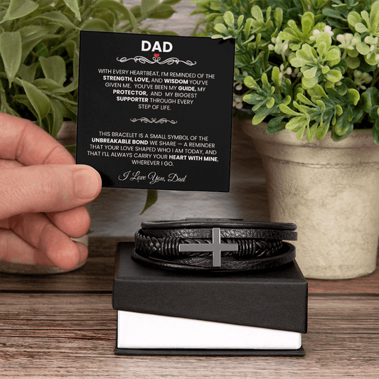 Stylish Cross Bracelet Gift for Dad – From Son or Daughter - TheBestGiftPlace