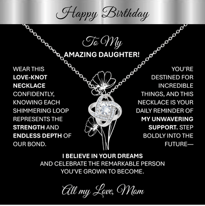 This Beautiful Gold Tone Love - Knot Necklace | Elegant Jewelry Gift Says, "Happy Birthday" - TheBestGiftPlace