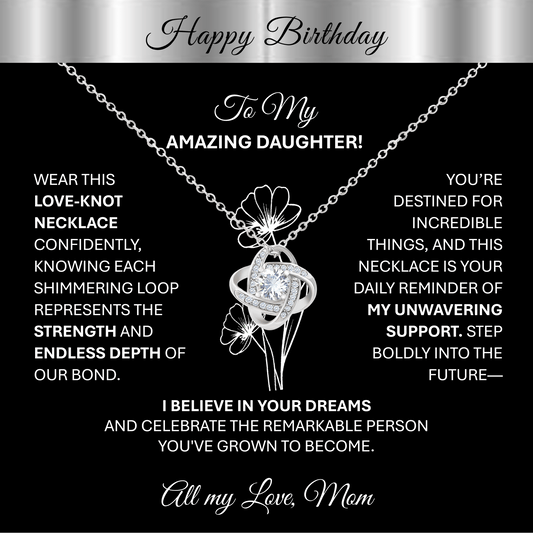 This Beautiful Gold Tone Love - Knot Necklace | Elegant Jewelry Gift Says, "Happy Birthday" - TheBestGiftPlace