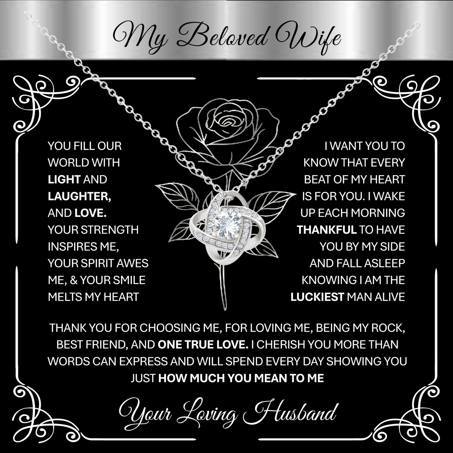 To My Beloved Wife – 💞 Silver Love Knot Necklace Gift 💝 - TheBestGiftPlace