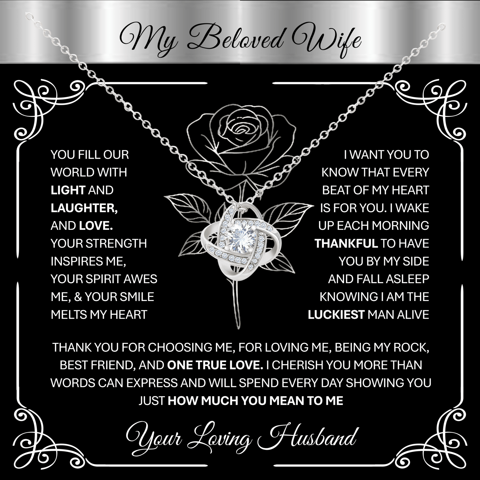 To My Beloved Wife – 💞 Silver Love Knot Necklace Gift 💝 - TheBestGiftPlace