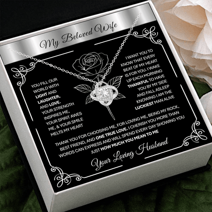 💞 To My Beloved Wife | Soulmate | Sweetheart | Girlfriend – Love Knot Necklace Gift 💝 - TheBestGiftPlace