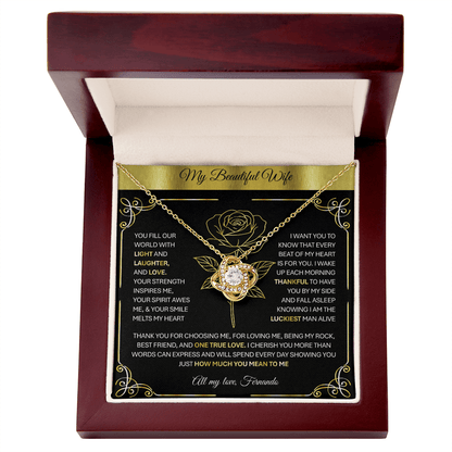 💞 To My Beloved Wife | Soulmate | Sweetheart | Girlfriend – Love Knot Necklace Gift 💝 - TheBestGiftPlace