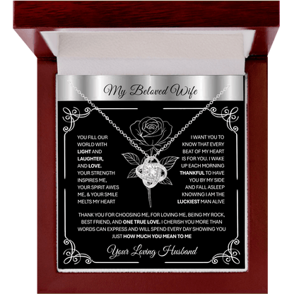 💞 To My Beloved Wife | Soulmate | Sweetheart | Girlfriend – Love Knot Necklace Gift 💝 - TheBestGiftPlace
