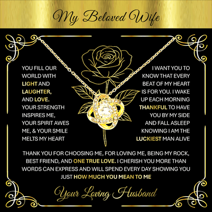 💞 To My Beloved Wife | Soulmate | Sweetheart | Girlfriend – Love Knot Necklace Gift 💝 - TheBestGiftPlace