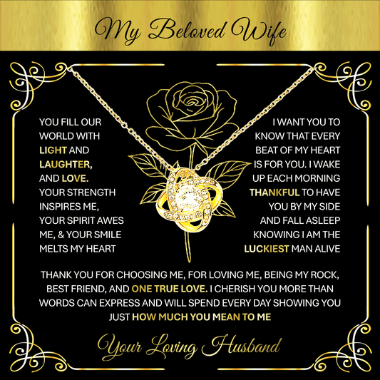 💞 To My Beloved Wife | Soulmate | Sweetheart | Girlfriend – Love Knot Necklace Gift 💝 - TheBestGiftPlace