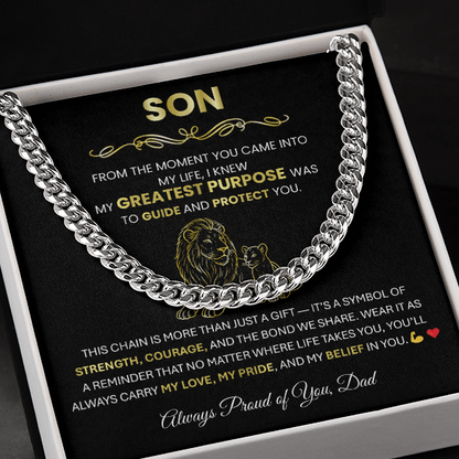 To My Son - Cuban Link Chain Necklace | Gift from Dad for Graduation, Birthday or Christmas - TheBestGiftPlace