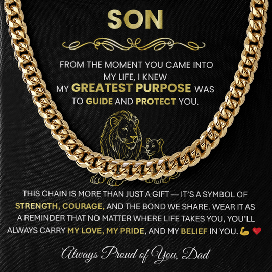 To My Son - Cuban Link Chain Necklace | Gift from Dad for Graduation, Birthday or Christmas - TheBestGiftPlace
