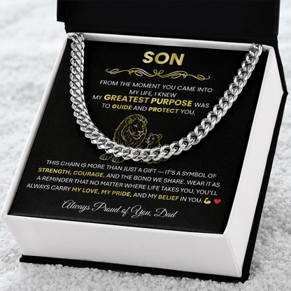 To My Son - Cuban Link Chain Necklace | Gift from Dad for Graduation, Birthday or Christmas - TheBestGiftPlace