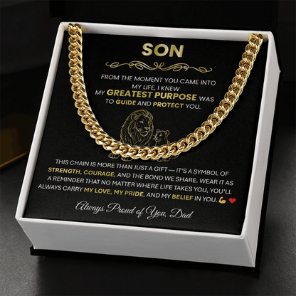 To My Son - Cuban Link Chain Necklace | Gift from Dad for Graduation, Birthday or Christmas - TheBestGiftPlace