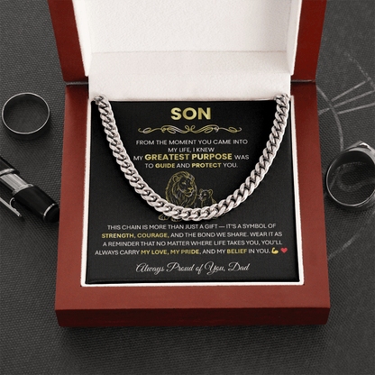 To My Son - Cuban Link Chain Necklace | Gift from Dad for Graduation, Birthday or Christmas - TheBestGiftPlace